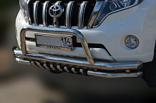 Защита переднего бампера зубья+скоба d76/60/42 мм для Toyota Land Cruiser Prado 150 Series Рестайлинг 1