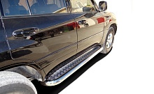 Пороги с накладным листом d76 мм для Toyota Land Cruiser 100 Series