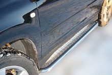 Пороги с накладным листом d53 мм для Lexus RX II Рестайлинг