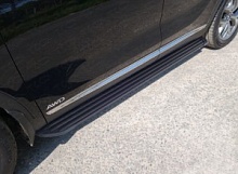 Пороги алюминиевые "Slim Line Black" 1820 мм для Kia Sorento III Prime Рестайлинг