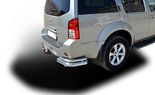 Защита заднего бампера угловая двойная d76/42 мм для Nissan Pathfinder III Рестайлинг