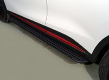 Пороги алюминиевые "Slim Line Black" 1720 мм для Omoda C5 I