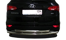 Защита заднего бампера двойная d60/42 мм для Hyundai Santa Fe III Рестайлинг
