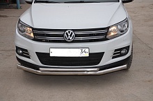 Защита переднего бампера двойная d60/42 мм для Volkswagen Tiguan I Рестайлинг