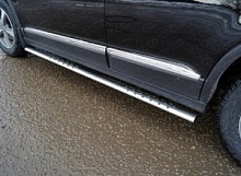 Пороги овальные с проступью 75х42 мм для Haval H6