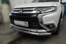 Защита переднего бампера двойная d60/42 мм для Mitsubishi Outlander III Рестайлинг 2