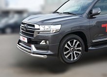 Защита переднего бампера двойная d76/60 мм для Toyota Land Cruiser 200 Series Рестайлинг 2