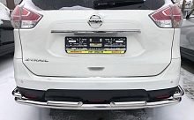 Защита заднего бампера двойная угловая большая d60/42 мм для Nissan X-Trail III Рестайлинг