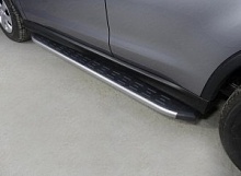 Пороги алюминиевые с пластиковой накладкой карбон 1720 мм для Mitsubishi ASX I Рестайлинг 2
