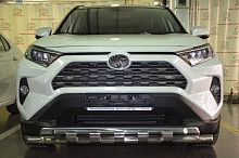 Защита переднего бампера двойная с перемычками d60/42 мм для Toyota RAV4 V (XA50)