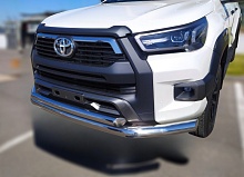 Защита переднего бампера двойная d76/60 мм для Toyota Hilux VIII Рестайлинг