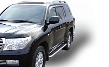 Пороги с накладным листом d76 мм для Toyota Land Cruiser 200 Series