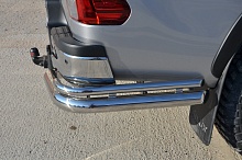 Защита заднего бампера угловая двойная d76/42 мм для Toyota Hilux VIII