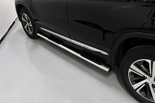 Пороги овальные с накладкой 120х60 мм для Changan CS75 I Рестайлинг