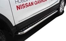 Пороги с накладным листом d60 мм для Nissan Qashqai II