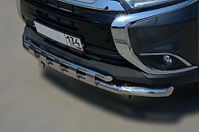 Защита переднего бампера двойная с перемычками d60/42 мм для Mitsubishi Outlander III Рестайлинг 2
