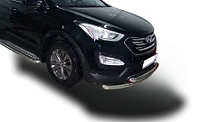 Защита переднего бампера двойная d60/42 мм для Hyundai Santa Fe III
