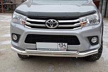 Защита переднего бампера двойная d76/60 мм для Toyota Hilux VIII
