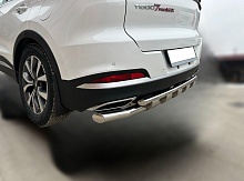 Защита заднего бампера двойная с перемычками d60/42 мм для Chery Tiggo 7 Pro Max