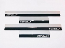 Накладки на пороги нержавеющая сталь под карбон 4шт. для Toyota Corolla XII (E210)