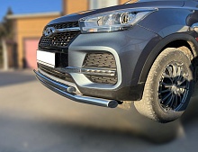 Защита переднего бампера двойная d60/42 мм для CHERY Tiggo 4 Pro I Рестайлинг