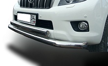 Защита переднего бампера двойная овал d76/75x42 мм для Toyota Land Cruiser Prado 150 Series