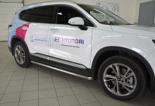 Пороги труба d60 мм для Hyundai Santa Fe IV