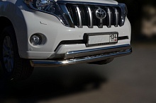 Защита переднего бампера двойная овал d76/75x42 мм для Toyota Land Cruiser Prado 150 Series