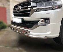 Защита переднего бампера с перемычками d60/60 мм для Toyota Land Cruiser 200 Series Рестайлинг 2
