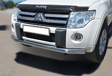 Защита переднего бампера d76 мм для Mitsubishi Pajero IV Рестайлинг 2