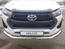 Защита переднего бампера d76 мм для Toyota Hilux VIII Рестайлинг