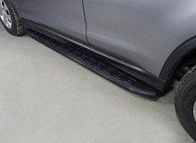 Пороги алюминиевые с пластиковой накладкой карбон 1720 мм для Mitsubishi ASX I Рестайлинг 2