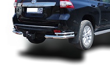 Защита заднего бампера угловая двойная d76/42 мм для Toyota Land Cruiser Prado 150 Series Рестайлинг 1