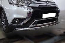 Защита переднего бампера двойная d60/42 мм для Mitsubishi Outlander III Рестайлинг 3