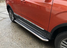 Пороги с накладным листом d53 мм для Chery Tiggo 5 I Рестайлинг