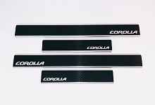 Накладки на пороги нержавеющая сталь под карбон 4шт. для Toyota Corolla XI (E160, E170,Е180) Рестайлинг
