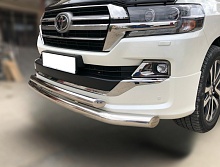 Защита переднего бампера двойная d76/60 мм для Toyota Land Cruiser 200 Series Рестайлинг 2