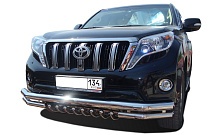 Защита переднего бампера тройная с защитой зубья d76/60/42 мм для Toyota Land Cruiser Prado 150 Series Рестайлинг 1