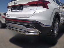 Защита заднего бампера двойная d60/42 мм для Hyundai Santa Fe IV Рестайлинг