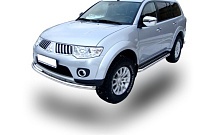 Защита переднего бампера d76 мм для Mitsubishi Pajero Sport II