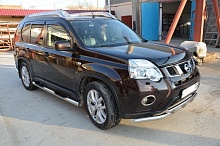 Пороги труба с проступью d76 мм для Nissan X-Trail II Рестайлинг