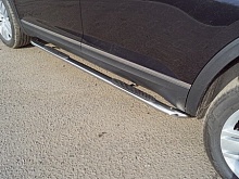 Пороги овальные гнутые с накладкой 75х42 мм для Volkswagen Teramont I