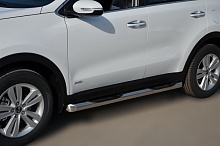 Пороги труба с проступью d76 мм для Kia Sportage IV Рестайлинг