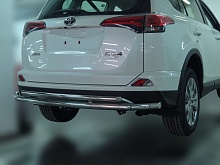 Защита заднего бампера двойная d60/42 мм для Toyota RAV4 IV (XA40) Рестайлинг