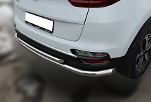 Защита заднего бампера угловая большая двойная d60/42 мм для Kia Sportage IV Рестайлинг