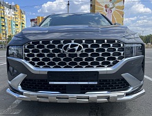 Защита переднего бампера с перемычками d60/42 мм для Hyundai Santa Fe IV Рестайлинг