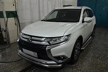 Защита переднего бампера двойная d60/42 мм для Mitsubishi Outlander III Рестайлинг 2