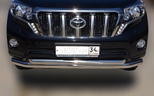 Защита переднего бампера двойная d76/60 мм для Toyota Land Cruiser Prado 150 Series Рестайлинг 1