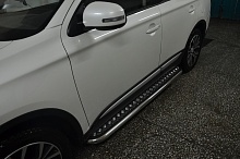 Пороги с накладным листом d53 мм для Mitsubishi Outlander III Рестайлинг 3