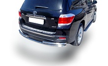 Защита заднего бампера двойная и короткая d60/42 мм для Toyota Highlander II (U40) Рестайлинг